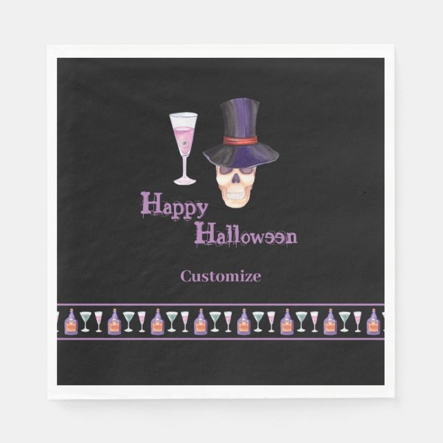Halloween Skull With Potions Paper Napkins (Front)