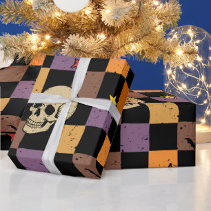 Halloween Skulls and bats Wrapping Paper