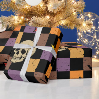 Halloween Skulls and bats  Wrapping Paper