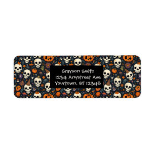Halloween Skulls and Jack O'Lanterns Return Address Label