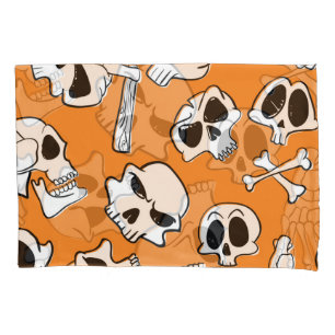 Halloween Skulls Bones Doodle Pattern Pillowcase