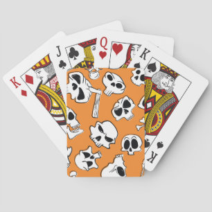 Halloween Skulls Bones Doodle Pattern Playing Cards