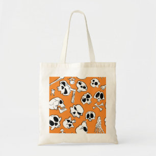 Halloween Skulls Bones Doodle Pattern Tote Bag