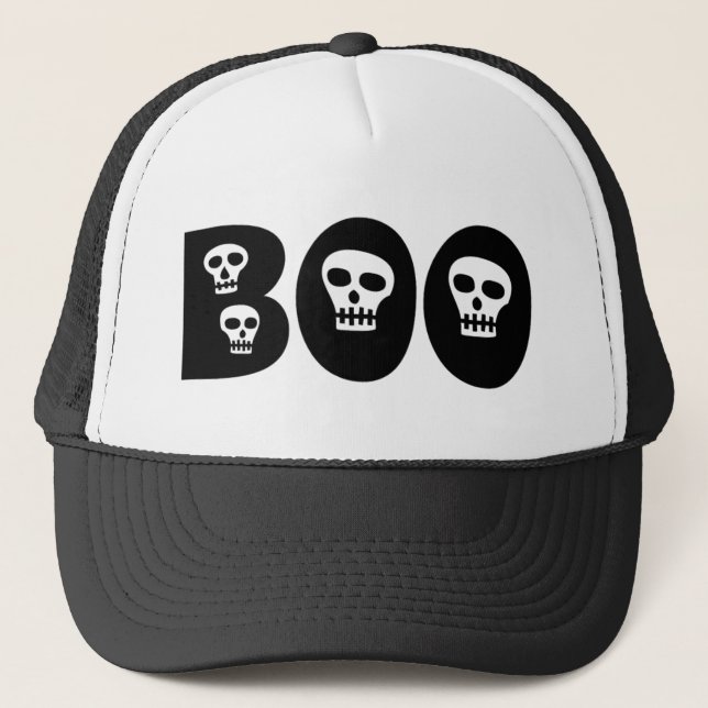 Halloween Skulls "Boo" Trucker Hat (Front)