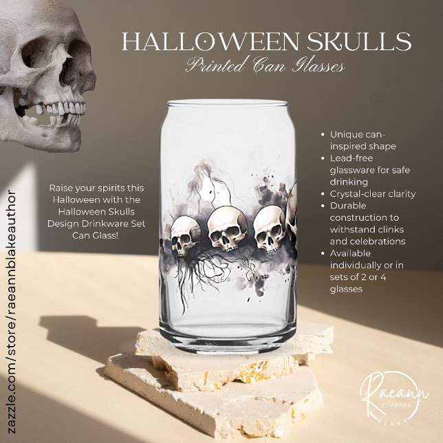 Halloween Skulls Design Drinkware Set Can Glass (Creator Uploaded)