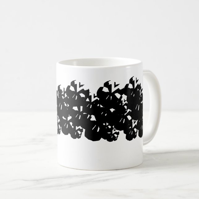 Halloween skulls pattern black white coffee mug (Front Right)