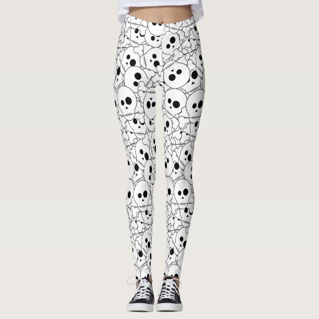 Halloween Skulls Pattern Leggings (Front)