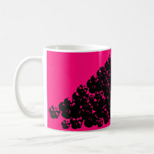 Halloween skulls pile black neon pink magenta coffee mug