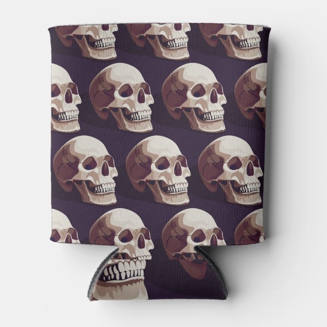 Halloween Skulls: Spooky Seamless Pattern. Can Cooler (Front)