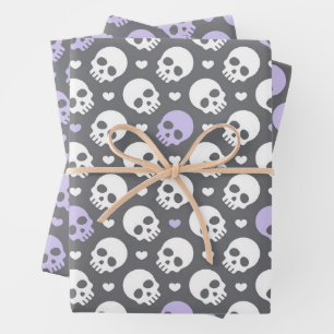  Halloween Skulls & Sweet Hearts Wrapping Paper