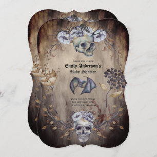 Halloween Skulls Trendy Party Invites Watercolor