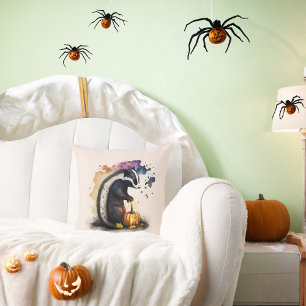 Halloween Skunk and Spider Cushion