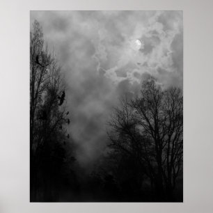 Halloween Sky with Ravens Poster