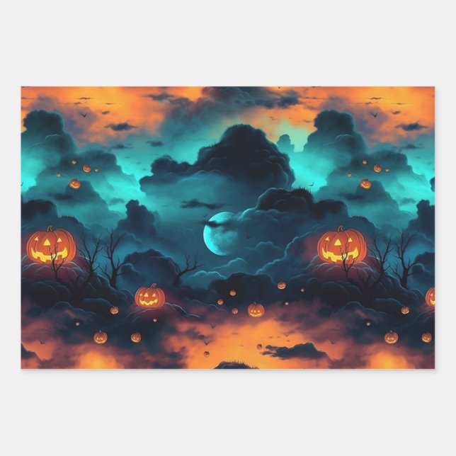 Halloween Sky Wrapping Paper Sheet (Front)