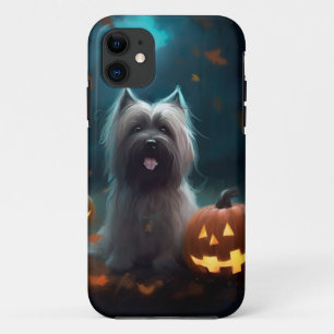 Halloween Skye Terrier With Pumpkins Scary  iPhone 11 Case