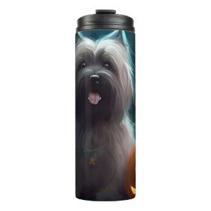 Halloween Skye Terrier With Pumpkins Scary  Thermal Tumbler