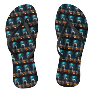 Halloween Skye Terrier With Pumpkins Scary Thongs