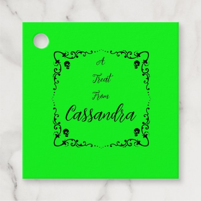 Halloween Slime Green Personalised Favour Tags (Front)