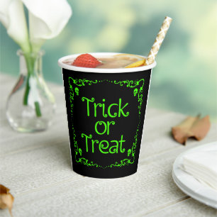 Halloween Slime Green Trick or Treat Paper Cups