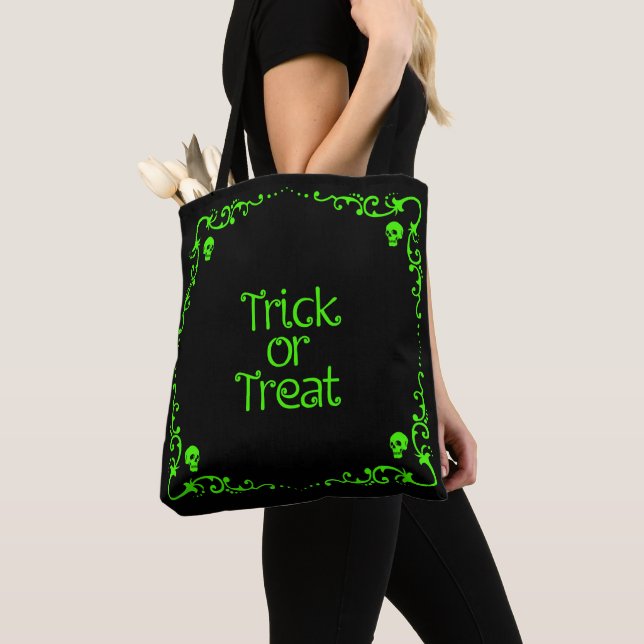 Halloween Slime Green Trick or Treat Tote Bag (Close Up)