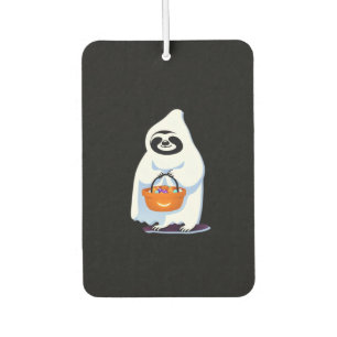 Halloween sloth dressed as ghost going trick or tr car air freshener