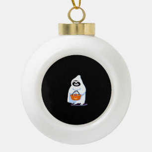 Halloween sloth dressed as ghost going trick or tr ceramic ball christmas ornament
