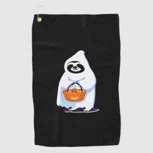 Halloween sloth dressed as ghost going trick or tr golf towel
