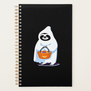 Halloween sloth dressed as ghost going trick or tr planner