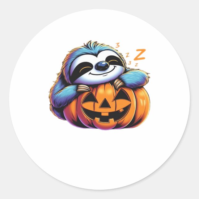 Halloween Sloth Lover Costume Essential T-Shirt Classic Round Sticker (Front)