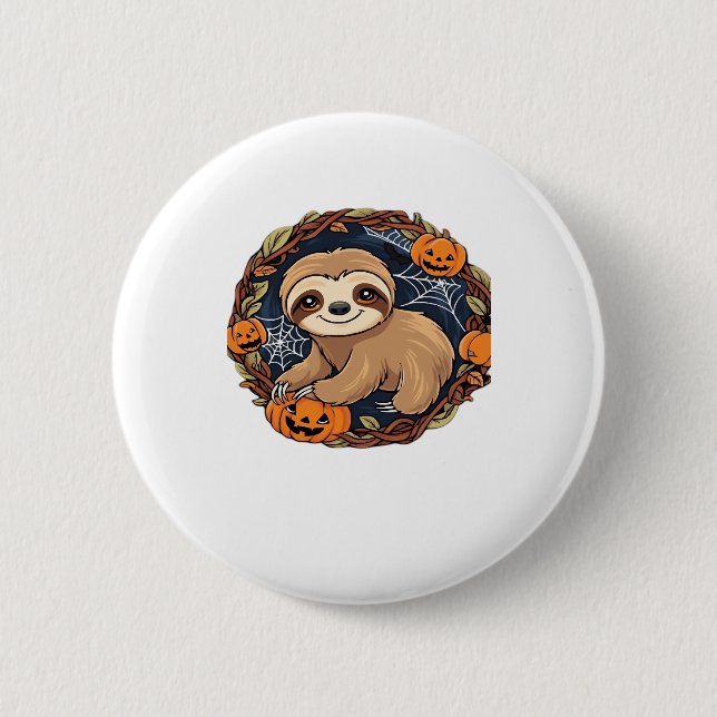 Halloween, Sloth, October 31st, Thanksgiving Class 6 Cm Round Badge (Front)