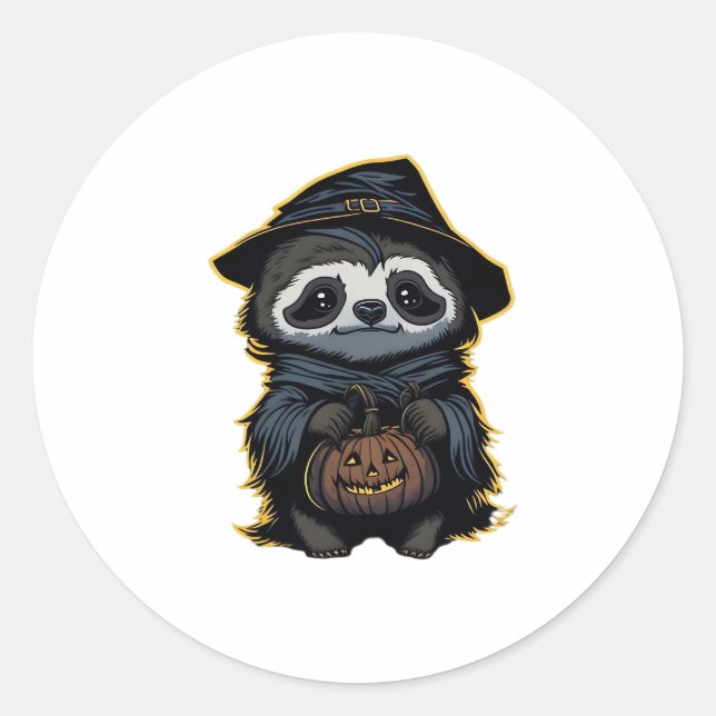 Halloween sloth Oversized T-Shirt Classic Round Sticker (Front)