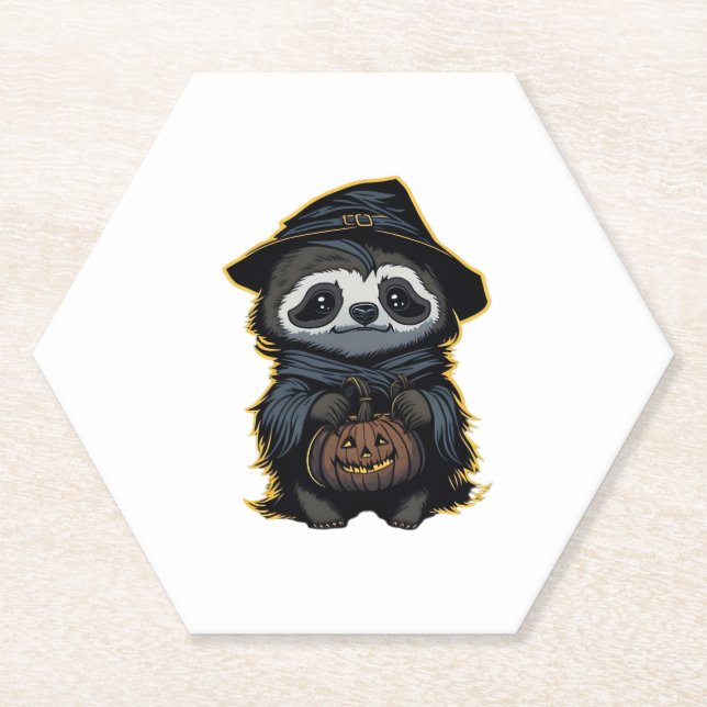 Halloween sloth Oversized T-Shirt Paper Coaster (Front)