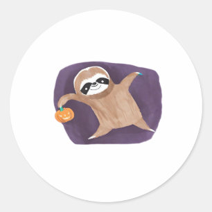 Halloween sloth, pumpkin, bat, spider, spider web  classic round sticker