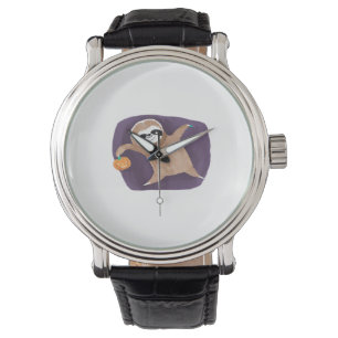 Halloween sloth, pumpkin, bat, spider, spider web watch