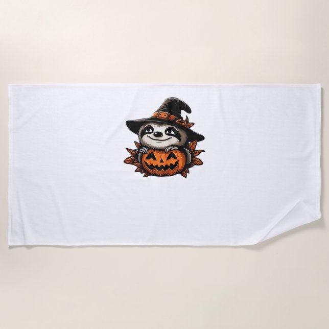 Halloween Sloth Pumpkin Festivity Classic T-Shirt Beach Towel (Front)