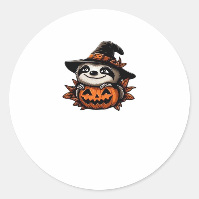 Halloween Sloth Pumpkin Festivity Classic T-Shirt Classic Round Sticker (Front)