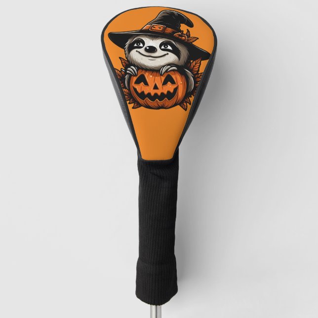 Halloween Sloth Pumpkin Festivity Golf Head Cover (Front)