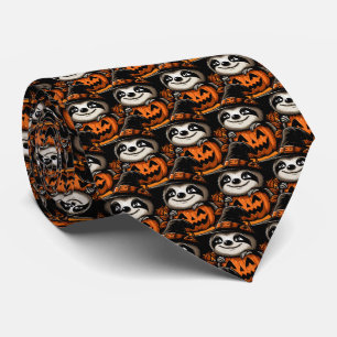Halloween Sloth Pumpkin Festivity Tie