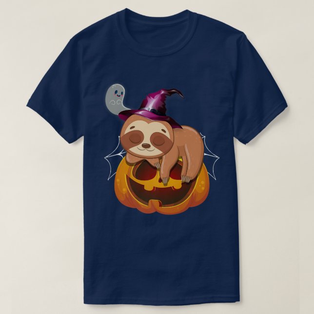 Halloween Sloth Shirt Boys Girls Kids Pumpkin Slee (Design Front)