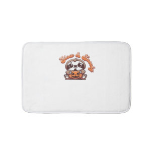 Halloween Sloth Slow and Spooky Cute Sloth Pumpkin Bath Mat