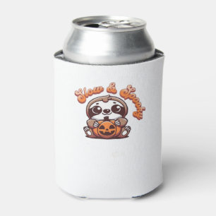 Halloween Sloth Slow and Spooky Cute Sloth Pumpkin Can Cooler