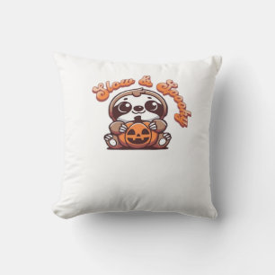 Halloween Sloth Slow and Spooky Cute Sloth Pumpkin Cushion