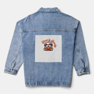 Halloween Sloth Slow and Spooky Cute Sloth Pumpkin Denim Jacket