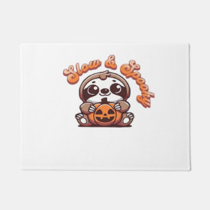 Halloween Sloth Slow and Spooky Cute Sloth Pumpkin Doormat