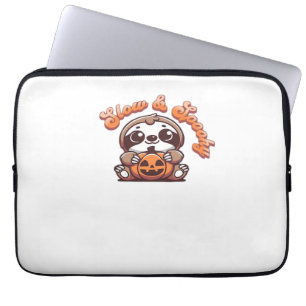 Halloween Sloth Slow and Spooky Cute Sloth Pumpkin Laptop Sleeve