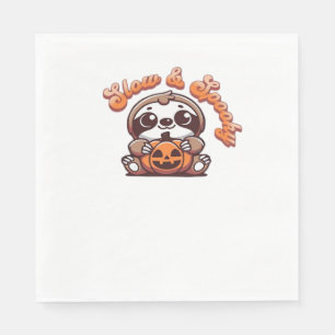 Halloween Sloth Slow and Spooky Cute Sloth Pumpkin Napkin