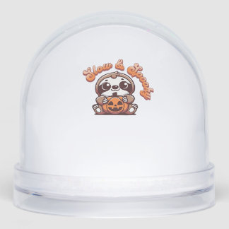 Halloween Sloth Slow and Spooky Cute Sloth Pumpkin Snowglobe
