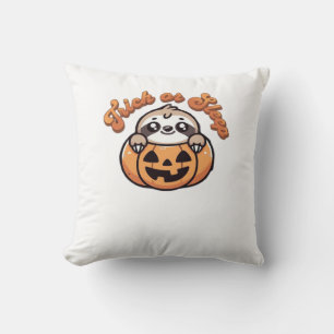 Halloween Sloth Trick or Sleep Cute Sloth Pumpkin Cushion