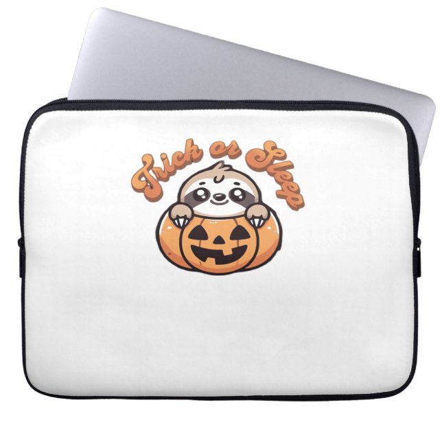 Halloween Sloth Trick or Sleep Cute Sloth Pumpkin  Laptop Sleeve (Front)