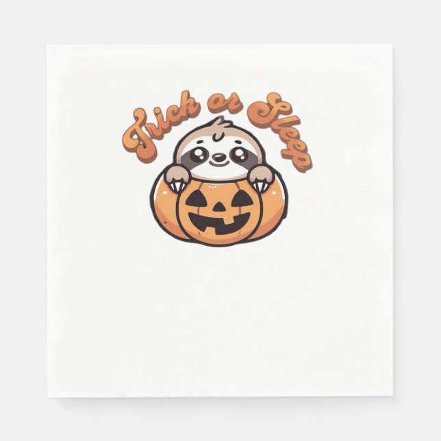 Halloween Sloth Trick or Sleep Cute Sloth Pumpkin  Napkin (Front)